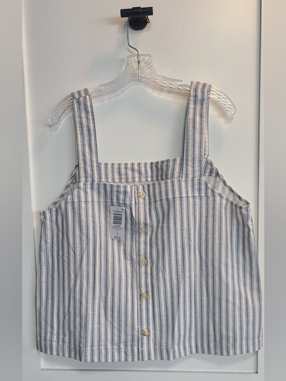 🤍Torrid Blue and White Striped Button-Front Tank Top🤍